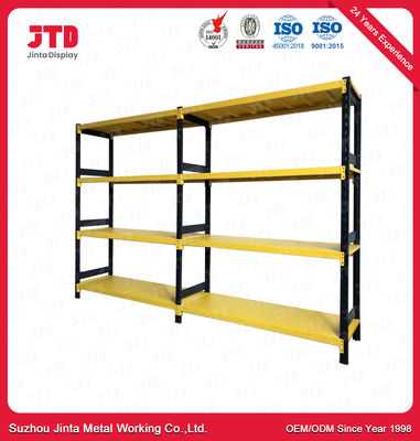 Supports à usage moyen de stockage d'entrepôt de couleur jaune et noire avec 4 couches