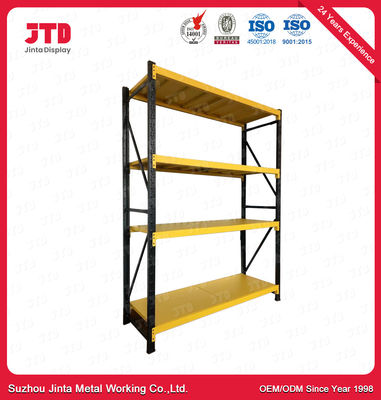 Supports à usage moyen de stockage d'entrepôt de couleur jaune et noire avec 4 couches