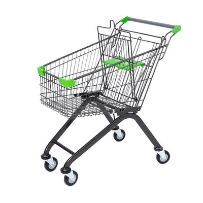 Carrosse à quatre roues pour le supermarché en métal type poignée pliable