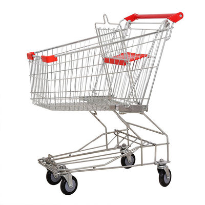 Carrosse à quatre roues pour le supermarché en métal type poignée pliable