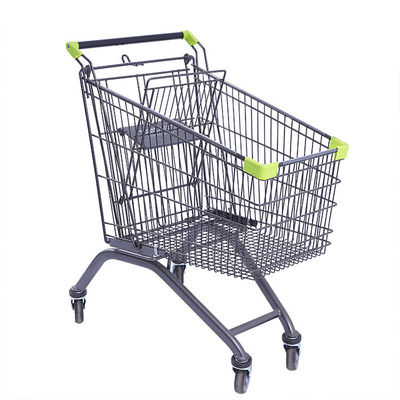 Carrosse à quatre roues pour le supermarché en métal type poignée pliable
