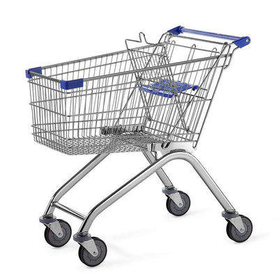60L - 240L Fil métallique d'acier Vente d'épicerie Chariot à panier pliable Chariot à panier