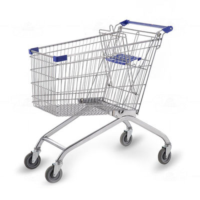 60L - 240L Fil métallique d'acier Vente d'épicerie Chariot à panier pliable Chariot à panier