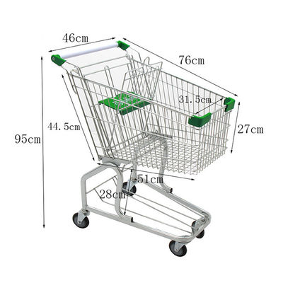Convient Logo personnalisé Chariots de magasinage en métal Chariot pour supermarché 60L-240L