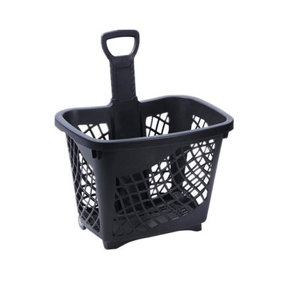 Un panier en plastique pliable avec quatre roues facile à ranger et à nettoyer