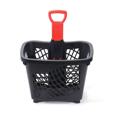 Un panier en plastique pliable avec quatre roues facile à ranger et à nettoyer