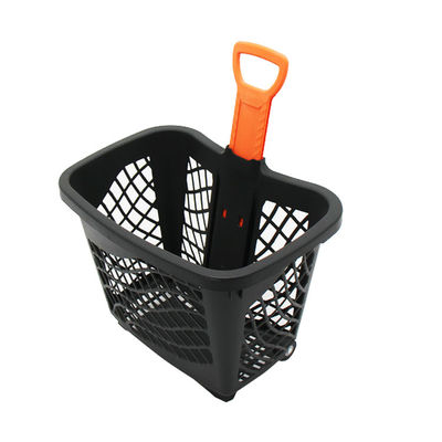Un panier en plastique pliable avec quatre roues facile à ranger et à nettoyer