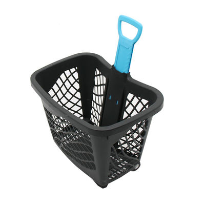 Un panier en plastique pliable avec quatre roues facile à ranger et à nettoyer