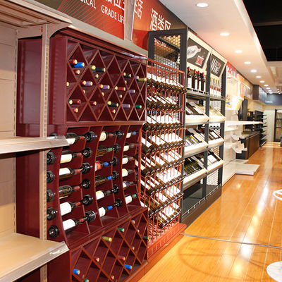 Supermarché personnalisé Étagère de stockage de vin en bois Étagère d'affichage de boissons alcoolisées