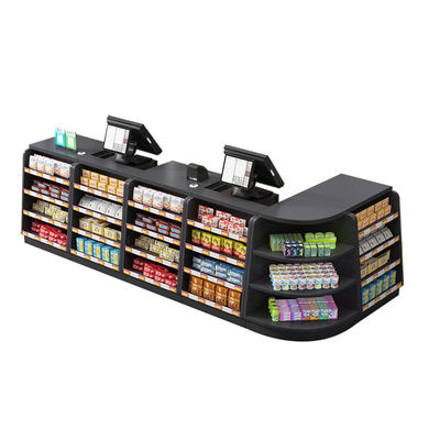 Compteur de caisse de supermarché en acier inoxydable personnalisable avec bande transporteuse
