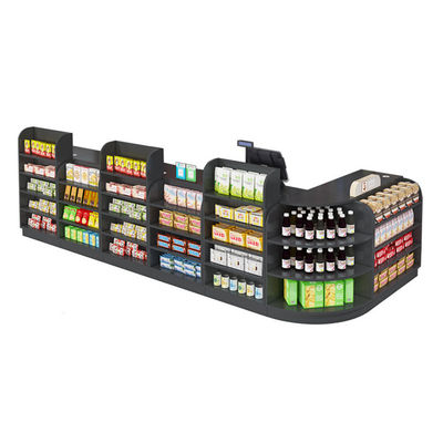 Compteur de caisse de supermarché en acier inoxydable personnalisable avec bande transporteuse