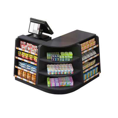 Compteur de caisse de supermarché en acier inoxydable personnalisable avec bande transporteuse