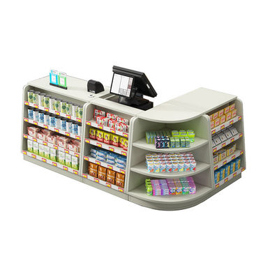Compteur de caisse de supermarché en acier inoxydable personnalisable avec bande transporteuse