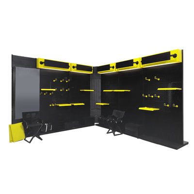 Étagère de rangement en métal perforé pour sol polyvalent, présentoir d'outils et de matériel