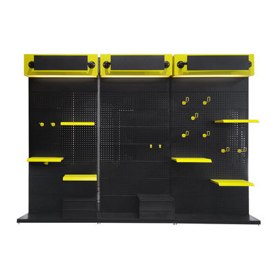 Étagère de rangement en métal perforé pour sol polyvalent, présentoir d'outils et de matériel