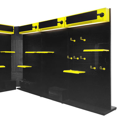 Étagère de rangement en métal perforé pour sol polyvalent, présentoir d'outils et de matériel