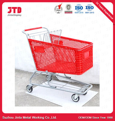 Chariot rouge à achats en métal 150kg avec le panier 240 litres
