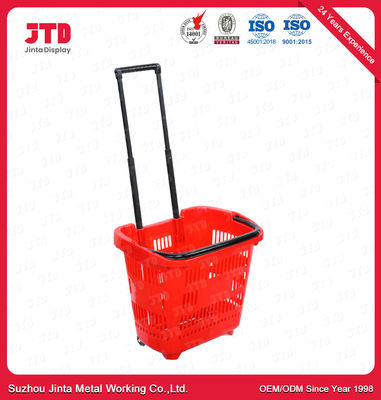 60L panier à provisions de roulement en plastique du panier à provisions HDPP sur des roues avec la poignée de traction
