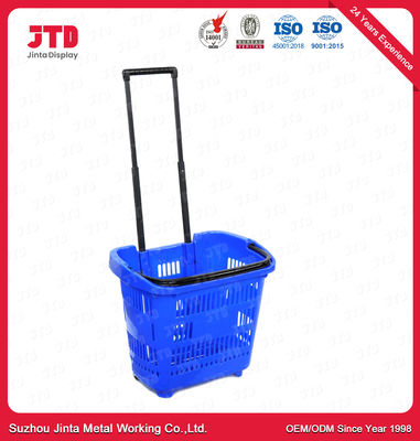 60L panier à provisions de roulement en plastique du panier à provisions HDPP sur des roues avec la poignée de traction