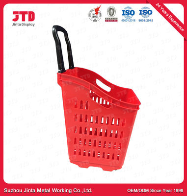60L panier à provisions de roulement en plastique du panier à provisions HDPP sur des roues avec la poignée de traction