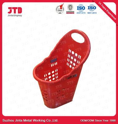 Panier à provisions en plastique de dévoilement avec la couleur rouge des roues 60L